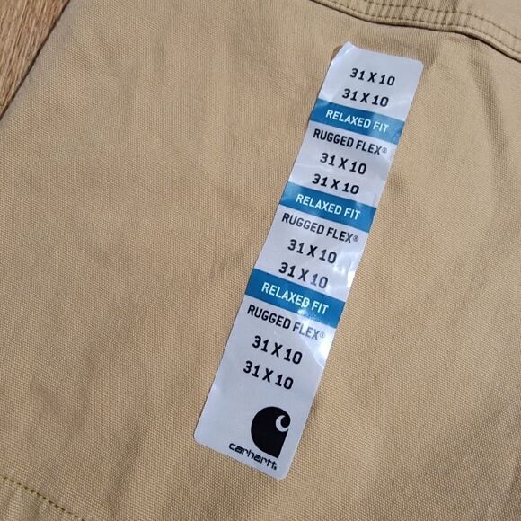 Carhartt Rugged Flex Rigby Work Shorts Relaxed Fit 31 X 10 Hickory Kakhi Cotton - Picture 6 of 13